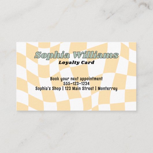 Retro Yellow Karos Business Discount bei Loyalty C Treuekarte (Rückseite)