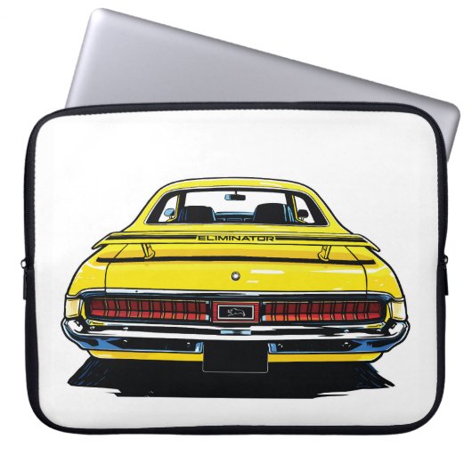 Retro Yellow Muscle Car Rear Pop Art Illustration Laptopschutzhülle (Vorderseite)