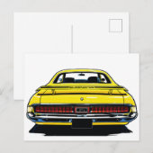 Retro Yellow Muscle Car Rear Pop Art Illustration Postkarte (Vorne/Hinten)