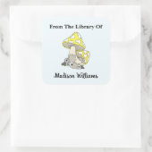 Retro Yellow Mushroom Book Label Quadratischer Aufkleber (Tasche)