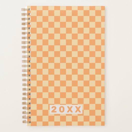 Retro Yellow Orange Checkerboard 2026 Planer (Vorderseite)