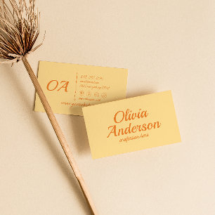 Retro Yellow Orange farbenfrohe Groovy Bold trendy Visitenkarte