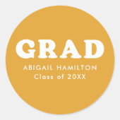 Retro Yellow Orange Typografy Abschluss Runder Aufkleber (Vorderseite)