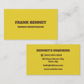 Retro Yellow Private Investigator Visitenkarte (Vorne/Hinten)