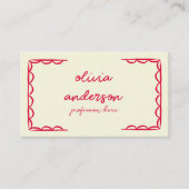 Retro Yellow Red Handgeschriebene, Quirky Girly Ge Visitenkarte (Vorderseite)