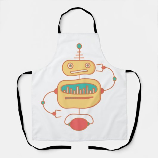 Retro Yellow Robot Space Graphic Schürze (Vorderseite)