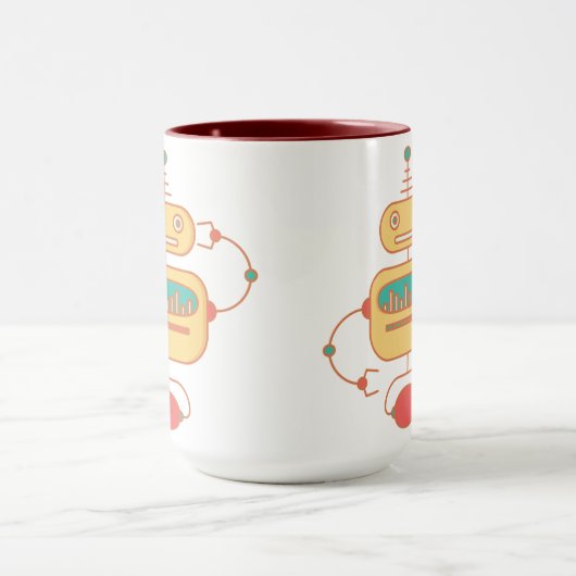 Retro Yellow Robot Space Graphic Tasse (Zentrum)