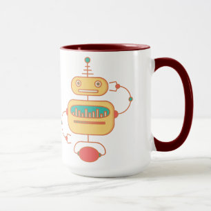 Retro Yellow Robot Space Graphic Tasse