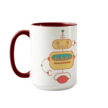 Retro Yellow Robot Space Graphic