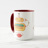 Retro Yellow Robot Space Graphic Tasse (Vorderseite Links)