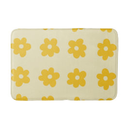 Retro Yellow Tropical Simple Blume Pattern Badematte