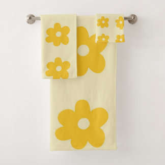 Retro Yellow Tropical Simple Blume Pattern Badhandtuch Set
