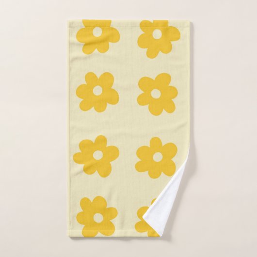 Retro Yellow Tropical Simple Blume Pattern Badhandtuch Set (Handtuch)