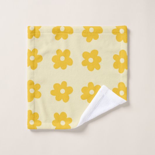 Retro Yellow Tropical Simple Blume Pattern Badhandtuch Set (Waschlappen)