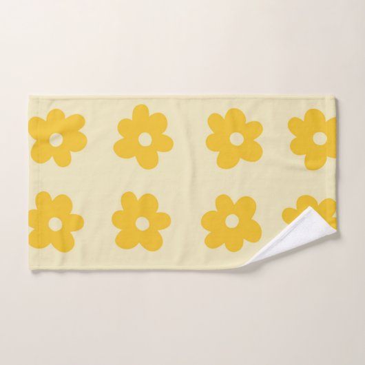 Retro Yellow Tropical Simple Blume Pattern Badhandtuch Set (Handtuch)
