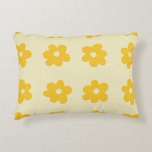 Retro Yellow Tropical Simple Blume Pattern Dekokissen