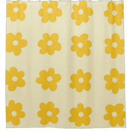 Retro Yellow Tropical Simple Blume Pattern Duschvorhang