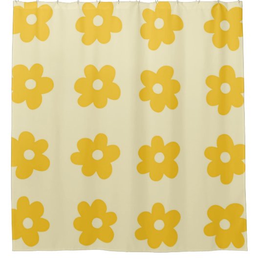 Retro Yellow Tropical Simple Blume Pattern Duschvorhang (Vorderseite)