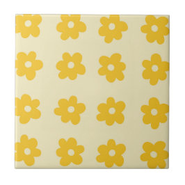 Retro Yellow Tropical Simple Blume Pattern Fliese