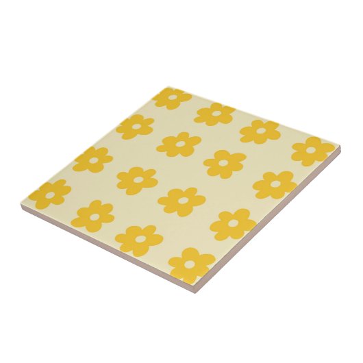 Retro Yellow Tropical Simple Blume Pattern Fliese (Seite)