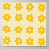 Retro Yellow Tropical Simple Blume Pattern Poster (Vorne)