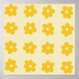 Retro Yellow Tropical Simple Blume Pattern Poster
