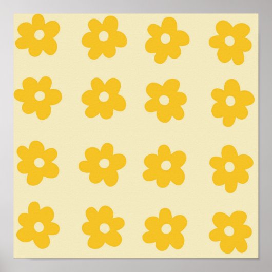 Retro Yellow Tropical Simple Blume Pattern Poster (Vorne)