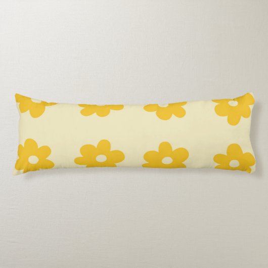 Retro Yellow Tropical Simple Blume Pattern Seitenschläferkissen (Vorderseite)