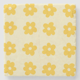 Retro Yellow Tropical Simple Blume Pattern Steinuntersetzer