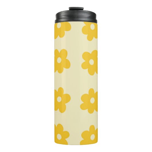Retro Yellow Tropical Simple Blume Pattern Thermosbecher (Vorderseite)
