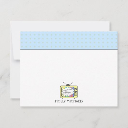 Retro Yellow TV Set Flat Notecards Mitteilungskarte (Vorderseite)