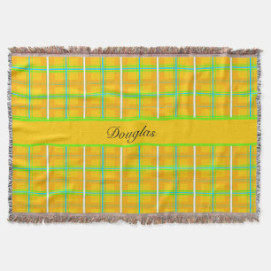 Retro Yellow und Blue Douglas Tartan, kundenspezif Decke