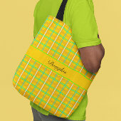 Retro Yellow und Blue Douglas Tartan, kundenspezif Tasche