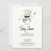 Retro Yellow Watercolor Stroller Script Einladung (Vorderseite)