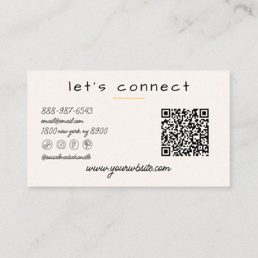 Retro Yellow Wavy Stripes Trendy Boho QR Code Fun Visitenkarte (Rückseite)