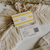 Retro Yellow Wavy Stripes Trendy Boho QR Code Fun Visitenkarte