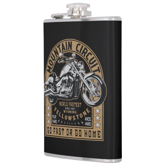 Retro Yellowstone Motorrad Flachmann (Links)