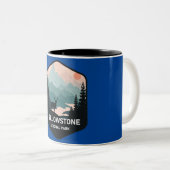 Retro Yellowstone Nationalpark Hirsch Vintages Ges Zweifarbige Tasse (VorderseiteRechts)