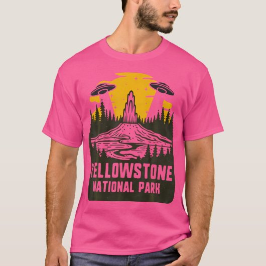 Retro Yellowstone Nationalpark Kryptid Ufo Abduct T-Shirt (Vorderseite)