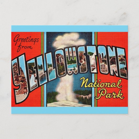 Retro Yellowstone Nationalpark Postcard Postkarte (Vorderseite)