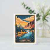 Retro Yellowstone Nationalpark Postkarte (Stehend Vorderseite)