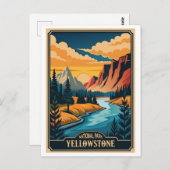 Retro Yellowstone Nationalpark Postkarte (Vorne/Hinten)