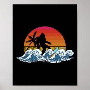 Retro Yeti Sasquatch Bigfoot Surfer Surfen Sommer Poster