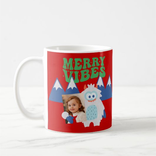 Retro Yeti Whimsical Kids Weihnachten Kaffeetasse (Links)