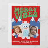Retro Yeti Whimsical Two Kids Foto Weihnachten (Vorderseite)