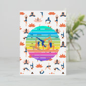 Retro Yoga im dynamischen Fluss harmonischer Farbe Folieneinladung (Stehend vorne)