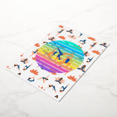 Retro Yoga im dynamischen Fluss harmonischer Farbe Folieneinladung (Gedreht)