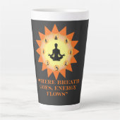 Retro Yoga Quote Powered by Breath ( Milchtasse (Vorderseite)