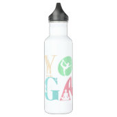 Retro-Yoga-Typografie mit Silhouetten von Posen Edelstahlflasche (Links)