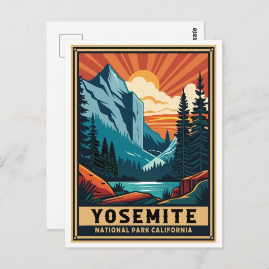 Retro Yosemite Nationalpark California Postkarte (Vorne/Hinten)